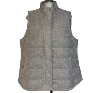 Quilted Vest Women Lt. Gray Puffer Snap Vest Stand Collar Casual Outerwear NWOT